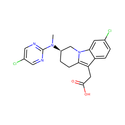 CN(c1ncc(Cl)cn1)[C@@H]1CCc2c(CC(=O)O)c3ccc(Cl)cc3n2C1 ZINC000203541261