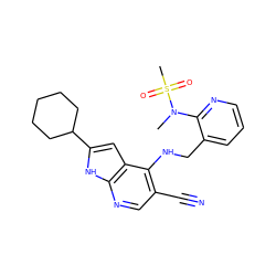 CN(c1ncccc1CNc1c(C#N)cnc2[nH]c(C3CCCCC3)cc12)S(C)(=O)=O ZINC000095595375