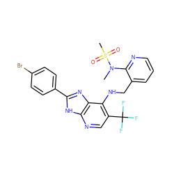 CN(c1ncccc1CNc1c(C(F)(F)F)cnc2[nH]c(-c3ccc(Br)cc3)nc12)S(C)(=O)=O ZINC000095608408