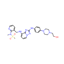 CN(c1ncccc1CNc1cccn2nc(Nc3ccc(N4CCN(CCO)CC4)cc3)nc12)S(C)(=O)=O ZINC000096169677