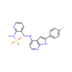 CN(c1ncccc1CNc1ccnc2[nH]c(-c3ccc(F)cc3)cc12)S(C)(=O)=O ZINC000095597573