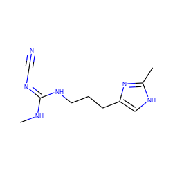 CN/C(=N/C#N)NCCCc1c[nH]c(C)n1 ZINC000169327565