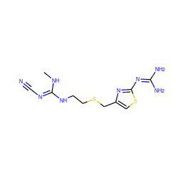 CN/C(=N\C#N)NCCSCc1csc(N=C(N)N)n1 ZINC000018193448