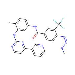 CN/N=N\c1ccc(C(=O)Nc2ccc(C)c(Nc3nccc(-c4cccnc4)n3)c2)cc1C(F)(F)F ZINC000028704705