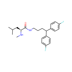 CN[C@@H](CC(C)C)C(=O)NCCCC(c1ccc(F)cc1)c1ccc(F)cc1 ZINC000002007439