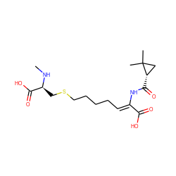 CN[C@@H](CSCCCC/C=C(\NC(=O)[C@H]1CC1(C)C)C(=O)O)C(=O)O ZINC000026021563