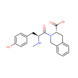 CN[C@@H](Cc1ccc(O)cc1)C(=O)N1Cc2ccccc2C[C@H]1C(=O)O ZINC000013765448