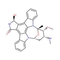 CN[C@@H]1C[C@H]2O[C@@](C)([C@@H]1OC)n1c3ccccc3c3c4c(c5c6ccccc6n2c5c31)C(=O)N[C@H]4O ZINC000033901069