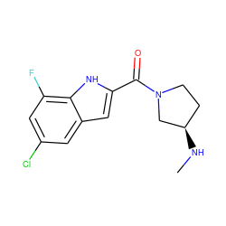 CN[C@@H]1CCN(C(=O)c2cc3cc(Cl)cc(F)c3[nH]2)C1 ZINC000084758545