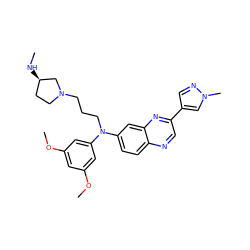 CN[C@@H]1CCN(CCCN(c2cc(OC)cc(OC)c2)c2ccc3ncc(-c4cnn(C)c4)nc3c2)C1 ZINC000204157106