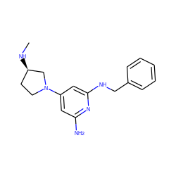 CN[C@@H]1CCN(c2cc(N)nc(NCc3ccccc3)c2)C1 ZINC000071340469