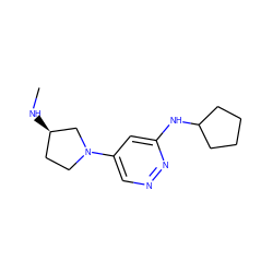 CN[C@@H]1CCN(c2cnnc(NC3CCCC3)c2)C1 ZINC000116601112