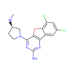 CN[C@@H]1CCN(c2nc(N)nc3c2oc2c(Cl)cc(Cl)cc23)C1 ZINC000073159735