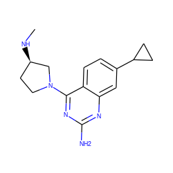 CN[C@@H]1CCN(c2nc(N)nc3cc(C4CC4)ccc23)C1 ZINC000096906175