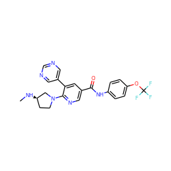 CN[C@@H]1CCN(c2ncc(C(=O)Nc3ccc(OC(F)(F)F)cc3)cc2-c2cncnc2)C1 ZINC000224415584