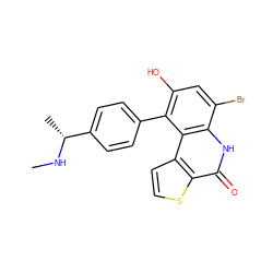 CN[C@H](C)c1ccc(-c2c(O)cc(Br)c3[nH]c(=O)c4sccc4c23)cc1 ZINC000221752174