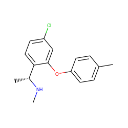 CN[C@H](C)c1ccc(Cl)cc1Oc1ccc(C)cc1 ZINC000040866587