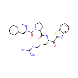 CN[C@H](CC1CCCCC1)C(=O)N1CCC[C@H]1C(=O)N[C@@H](CCCN=C(N)N)C(=O)c1nc2ccccc2s1 ZINC000014954421