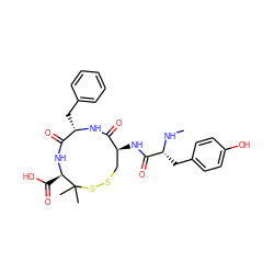 CN[C@H](Cc1ccc(O)cc1)C(=O)N[C@H]1CSSC(C)(C)[C@@H](C(=O)O)NC(=O)[C@H](Cc2ccccc2)NC1=O ZINC000027440388