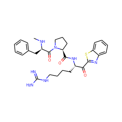 CN[C@H](Cc1ccccc1)C(=O)N1CCC[C@H]1C(=O)N[C@@H](CCCCNC(=N)N)C(=O)c1nc2ccccc2s1 ZINC000014954540