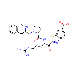 CN[C@H](Cc1ccccc1)C(=O)N1CCC[C@H]1C(=O)N[C@@H](CCCN=C(N)N)C(=O)c1nc2ccc(C(=O)O)cc2s1 ZINC000014954746