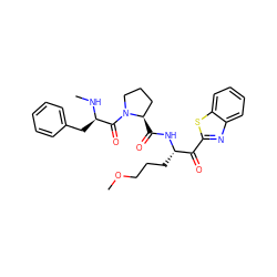 CN[C@H](Cc1ccccc1)C(=O)N1CCC[C@H]1C(=O)N[C@@H](CCCOC)C(=O)c1nc2ccccc2s1 ZINC000013612371