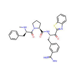 CN[C@H](Cc1ccccc1)C(=O)N1CCC[C@H]1C(=O)N[C@@H](Cc1cccc(C(=N)N)c1)C(=O)c1nc2ccccc2s1 ZINC000014954549