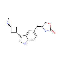 CN[C@H]1C[C@H](c2c[nH]c3ccc(C[C@H]4COC(=O)N4)cc32)C1 ZINC000299846934