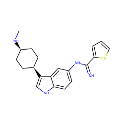 CN[C@H]1CC[C@@H](c2c[nH]c3ccc(NC(=N)c4cccs4)cc32)CC1 ZINC000101509246