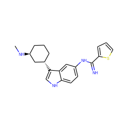 CN[C@H]1CCC[C@H](c2c[nH]c3ccc(NC(=N)c4cccs4)cc23)C1 ZINC000043205514