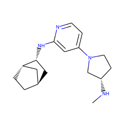 CN[C@H]1CCN(c2ccnc(N[C@@H]3C[C@H]4CC[C@H]3C4)c2)C1 ZINC000299870426