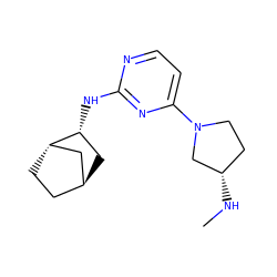 CN[C@H]1CCN(c2ccnc(N[C@@H]3C[C@H]4CC[C@H]3C4)n2)C1 ZINC000299865622