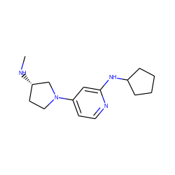 CN[C@H]1CCN(c2ccnc(NC3CCCC3)c2)C1 ZINC000116601821