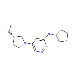 CN[C@H]1CCN(c2cnnc(NC3CCCC3)c2)C1 ZINC000116601889