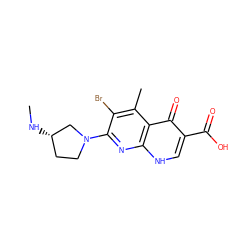 CN[C@H]1CCN(c2nc3[nH]cc(C(=O)O)c(=O)c3c(C)c2Br)C1 ZINC000063539394