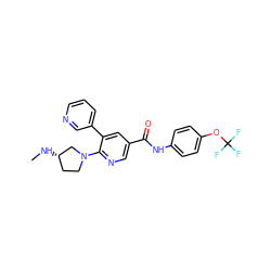 CN[C@H]1CCN(c2ncc(C(=O)Nc3ccc(OC(F)(F)F)cc3)cc2-c2cccnc2)C1 ZINC001772584950