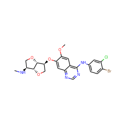 CN[C@H]1CO[C@@H]2[C@@H](Oc3cc4ncnc(Nc5ccc(Br)c(Cl)c5)c4cc3OC)CO[C@H]12 ZINC001772602059