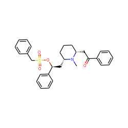 CN1[C@H](C[C@H](OS(=O)(=O)Cc2ccccc2)c2ccccc2)CCC[C@@H]1CC(=O)c1ccccc1 ZINC000045390946