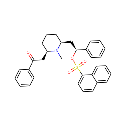 CN1[C@H](C[C@H](OS(=O)(=O)c2cccc3ccccc23)c2ccccc2)CCC[C@@H]1CC(=O)c1ccccc1 ZINC000049767780