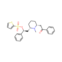 CN1[C@H](C[C@H](OS(=O)(=O)c2cccs2)c2ccccc2)CCC[C@@H]1CC(=O)c1ccccc1 ZINC000045386056