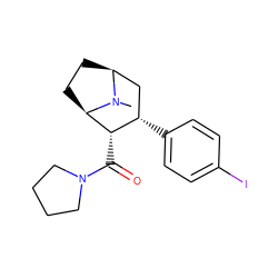 CN1[C@H]2CC[C@@H]1[C@@H](C(=O)N1CCCC1)[C@@H](c1ccc(I)cc1)C2 ZINC000013740285