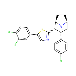 CN1[C@H]2CC[C@@H]1[C@@H](c1ncc(-c3ccc(Cl)c(Cl)c3)s1)[C@@H](c1ccc(Cl)cc1)C2 ZINC000014978604