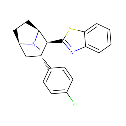 CN1[C@H]2CC[C@@H]1C[C@@H](c1ccc(Cl)cc1)[C@@H]2c1nc2ccccc2s1 ZINC000026670525