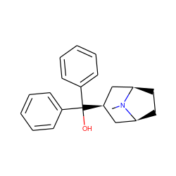 CN1[C@H]2CC[C@@H]1C[C@H](C(O)(c1ccccc1)c1ccccc1)C2 ZINC000103233177