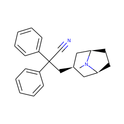 CN1[C@H]2CC[C@@H]1C[C@H](CC(C#N)(c1ccccc1)c1ccccc1)C2 ZINC000103228784