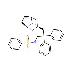 CN1[C@H]2CC[C@@H]1C[C@H](CC(CNS(=O)(=O)c1ccccc1)(c1ccccc1)c1ccccc1)C2 ZINC000103097074