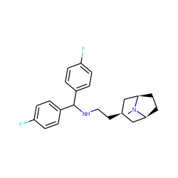 CN1[C@H]2CC[C@@H]1C[C@H](CCNC(c1ccc(F)cc1)c1ccc(F)cc1)C2 ZINC000100897438