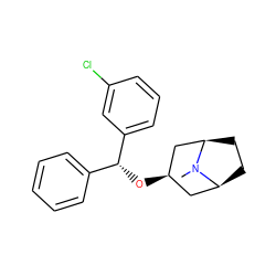 CN1[C@H]2CC[C@@H]1C[C@H](O[C@H](c1ccccc1)c1cccc(Cl)c1)C2 ZINC000100834492