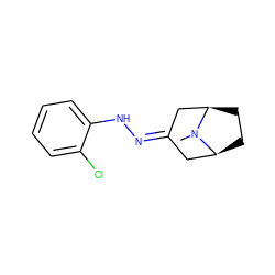 CN1[C@H]2CC[C@@H]1CC(=NNc1ccccc1Cl)C2 ZINC000169321976