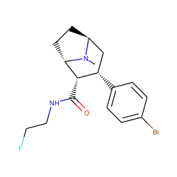 CN1[C@H]2CC[C@H]1[C@@H](C(=O)NCCF)[C@@H](c1ccc(Br)cc1)C2 ZINC000253975496